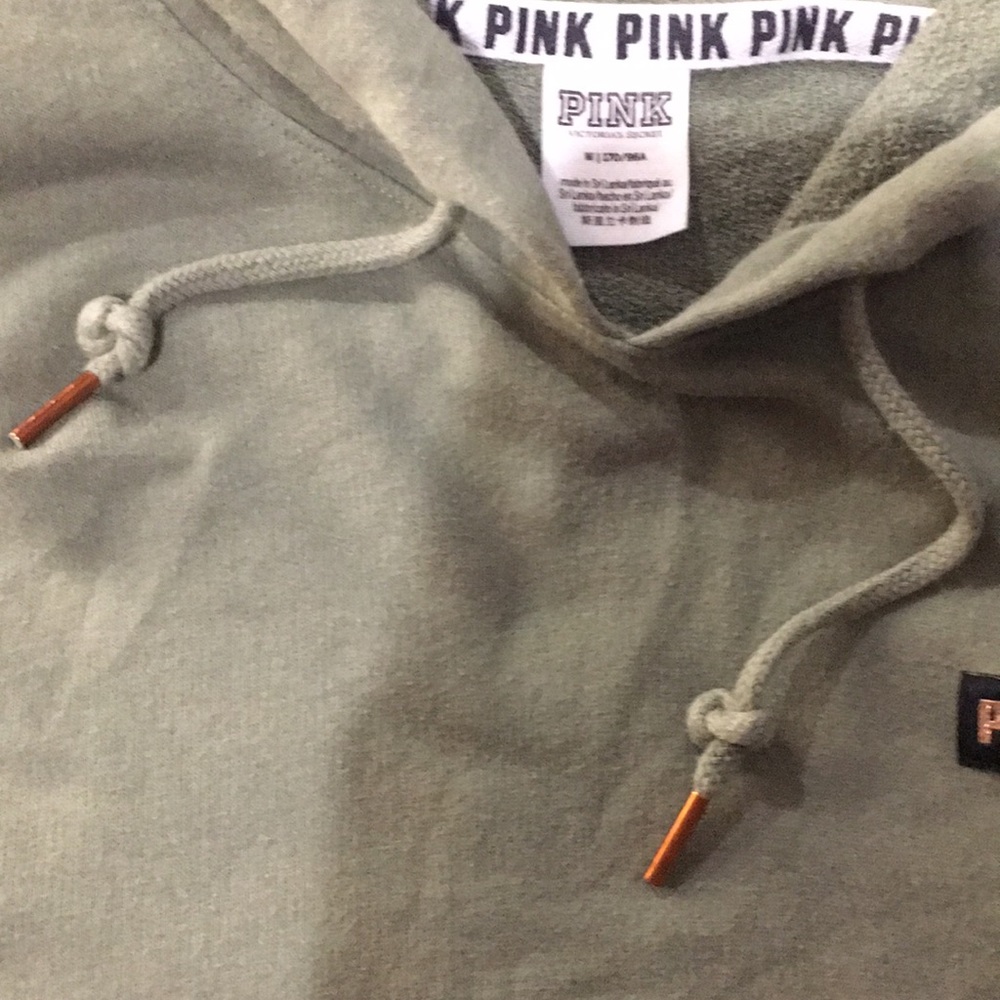Victoria’s Secret pink crop mesh sleeve hoodie - Picture 4 of 6
